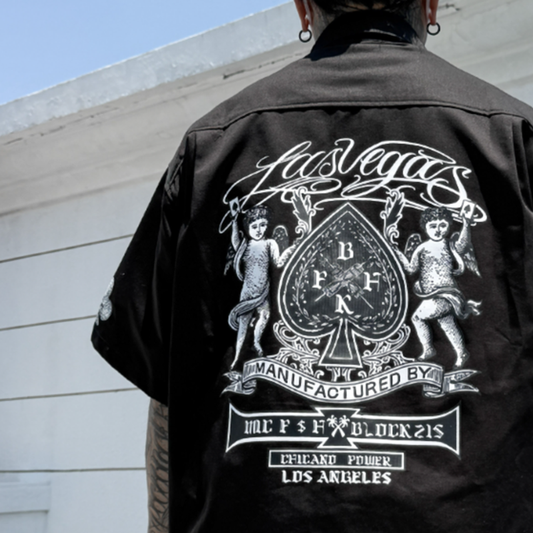 Poker Print Work Shirt V0987