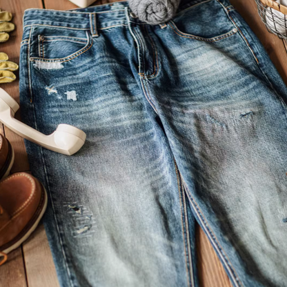 Washed distressed retro denim V0482