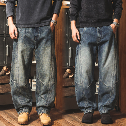 Retro Distressed Wide-Leg Jeans V1056