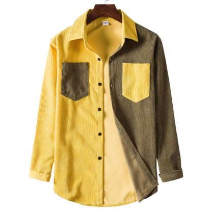 Corduroy bicolor block shirt V0387