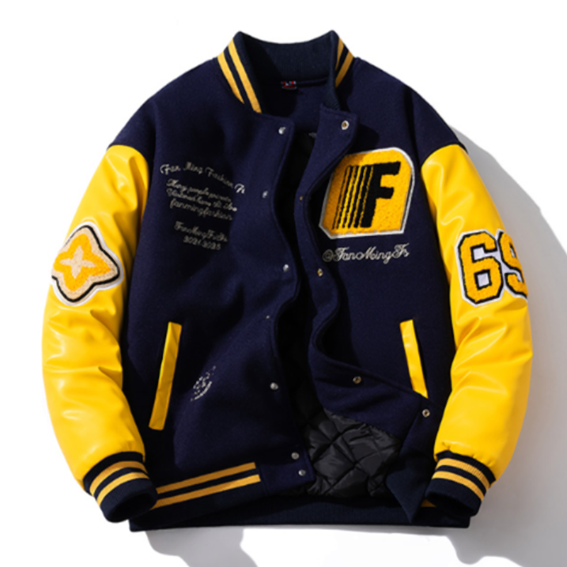 Retro Color-Block Baseball Jacket V0841