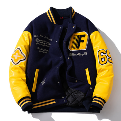 Retro Color-Block Baseball Jacket V0841