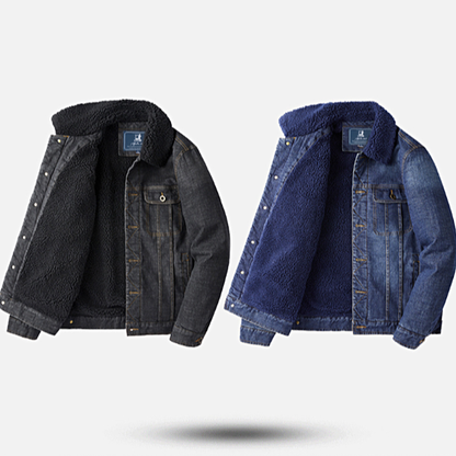 Retro denim fleece jacket V0324