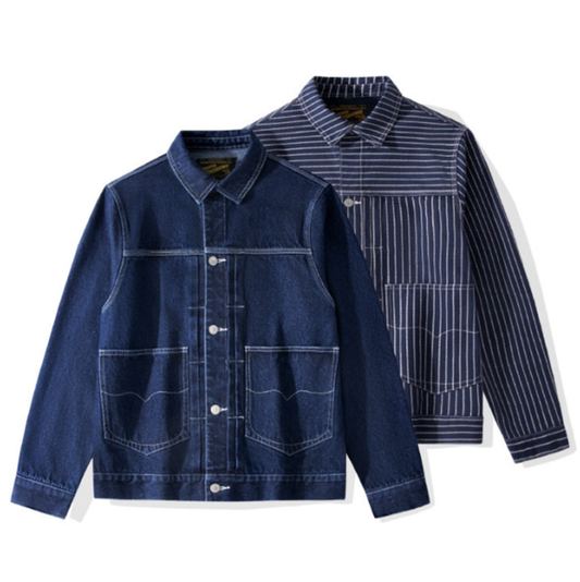 Hickory Striped Denim Jacket V1046