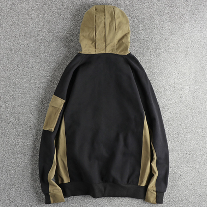 Retro Patchwork Hoodie Sweatshirt V0891