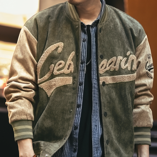 Vintage Suede Bomber Jacket V0822