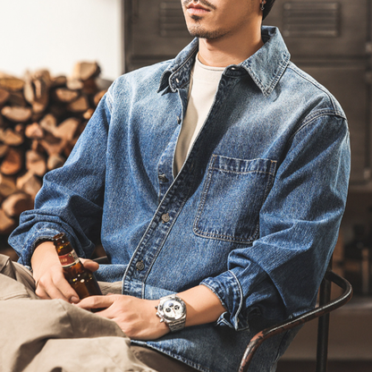 Retro Bamboo-Stripe Cowboy Shirt V1057