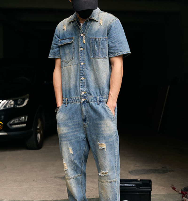 Stylish Distressed Denim Jumpsuit V1006