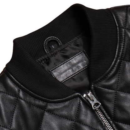 Quilted Casual Leather Jacket V0369