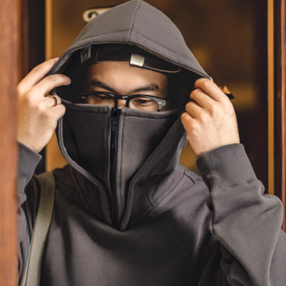 Heavyweight zipper mask hoodie V0351