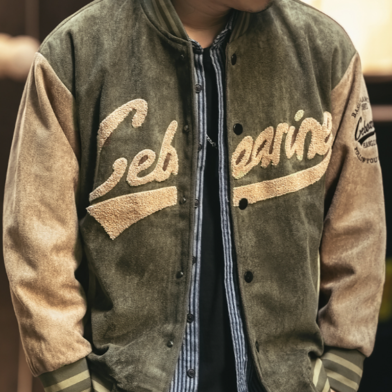 Vintage Suede Bomber Jacket V0822
