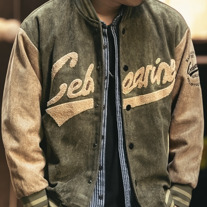 Vintage Suede Bomber Jacket V0822