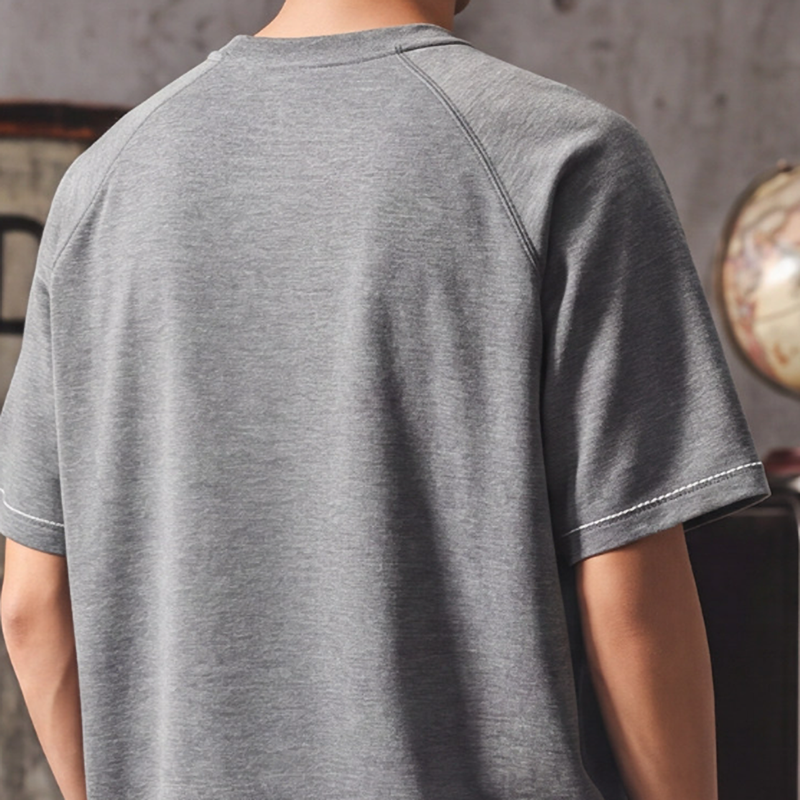 Casual Stitch Round Neck T-Shirt V0966