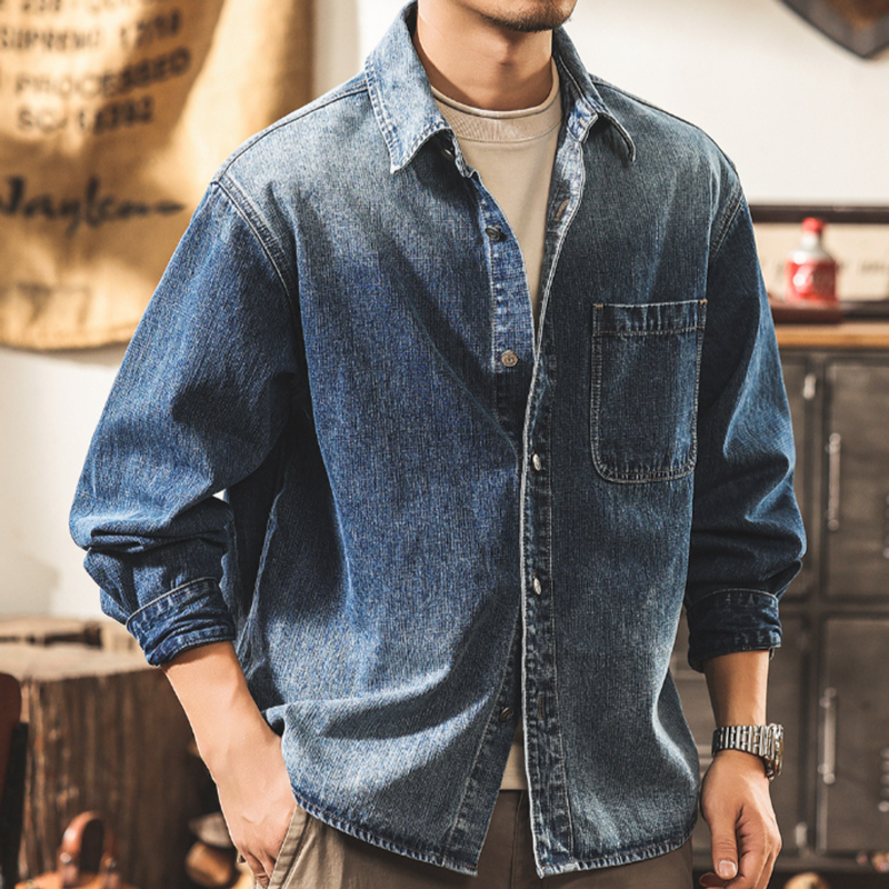 Retro Bamboo-Stripe Cowboy Shirt V1057