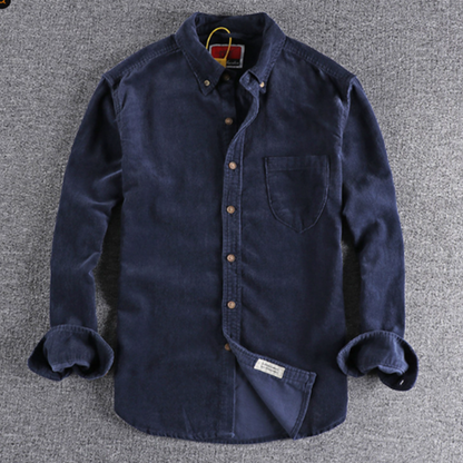 Retro Color Block Corduroy Shirt V0890