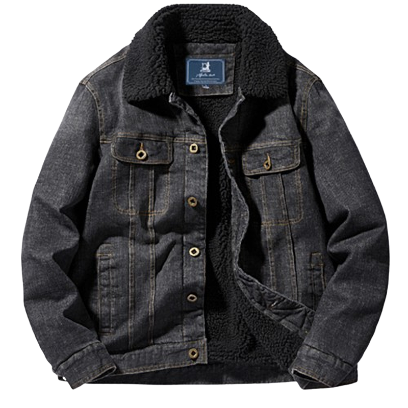 Retro denim fleece jacket V0324