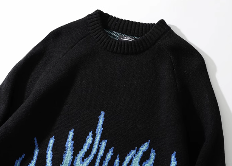 Fire pattern oversized knit V0327