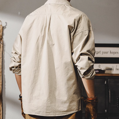 Irregular pocket work shirt V0112