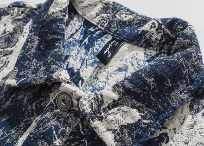 Jacquard retro denim jacket V0331