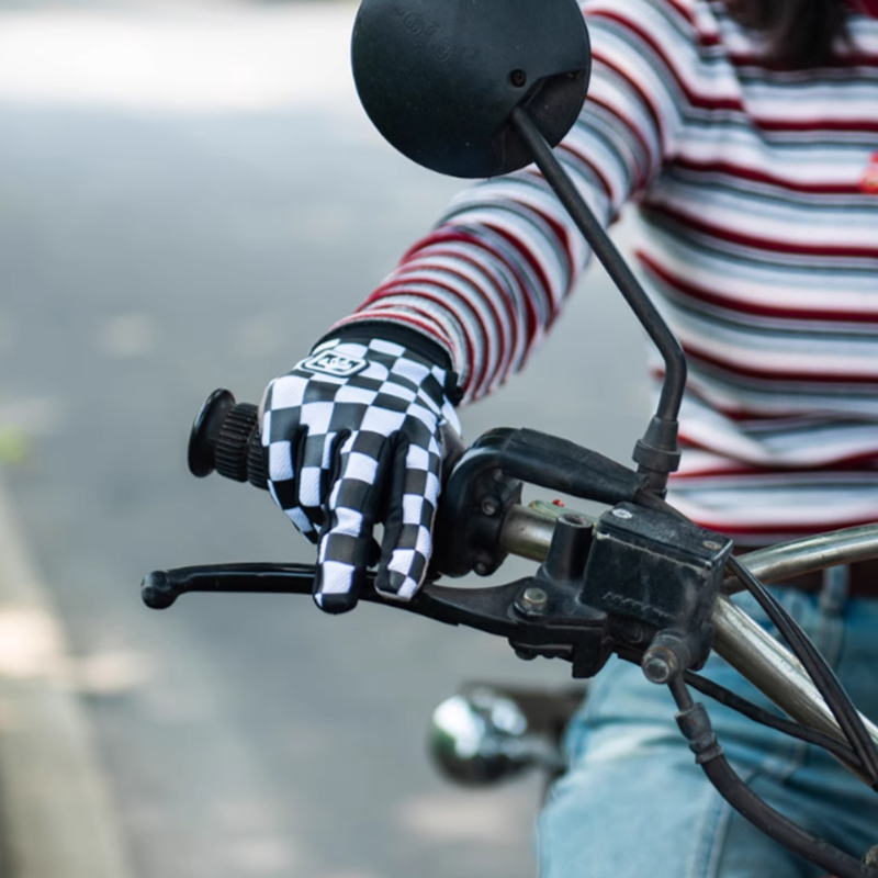 Checkerboard Motorcycle Riding Gloves V0560
