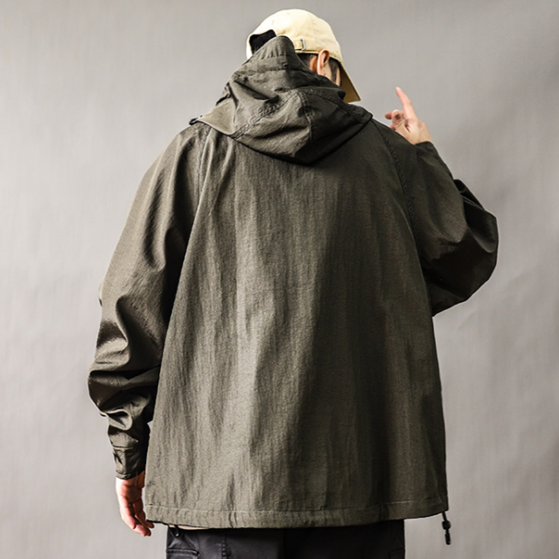 Color-Blocked Nylon Hooded Jacket V1052