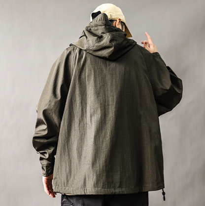 Color-Blocked Nylon Hooded Jacket V1052