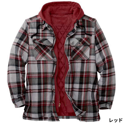 8-color hooded check jacket V0386