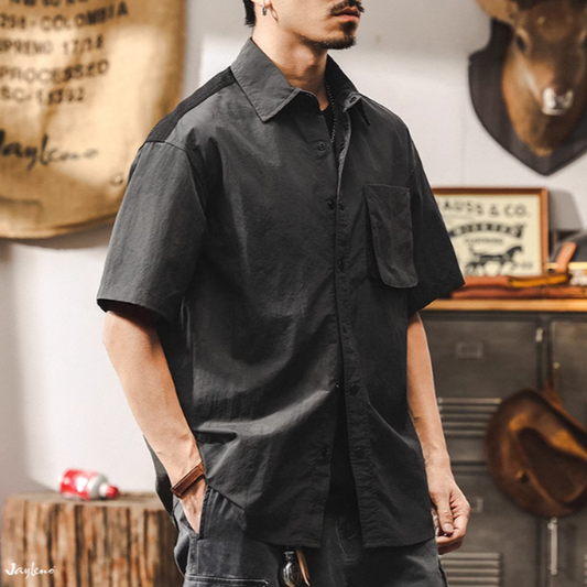 Retro Two-tone Work Shirt V0693