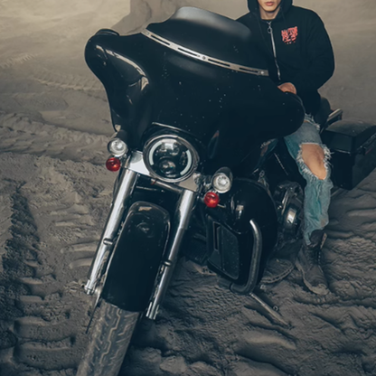 American punk biker zip-up hoodie V0062