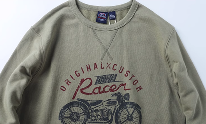 Retro bike logo print sweatshirt V0424