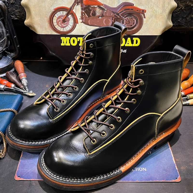 Lace-up biker boots V0120