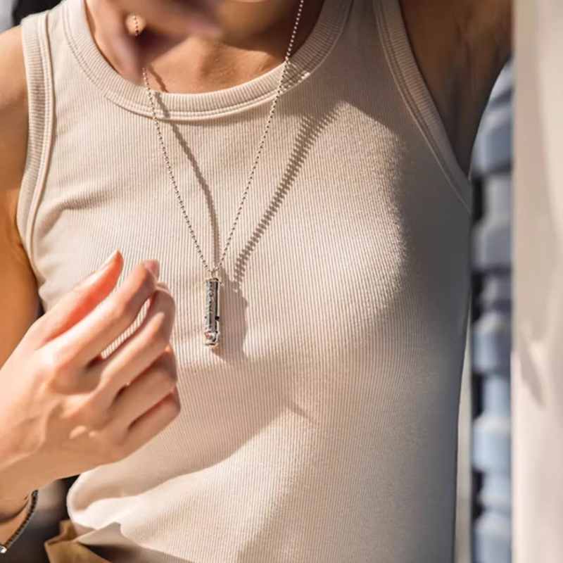 American Vintage Silver Whistle Necklace V0663