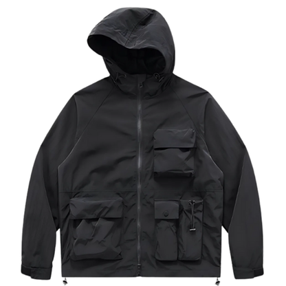 Multi-pocket hooded windbreaker V0213