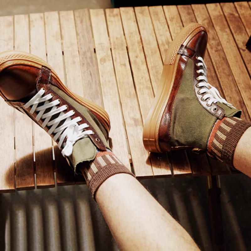 Retro Leather High-Top Biker Boots V0627
