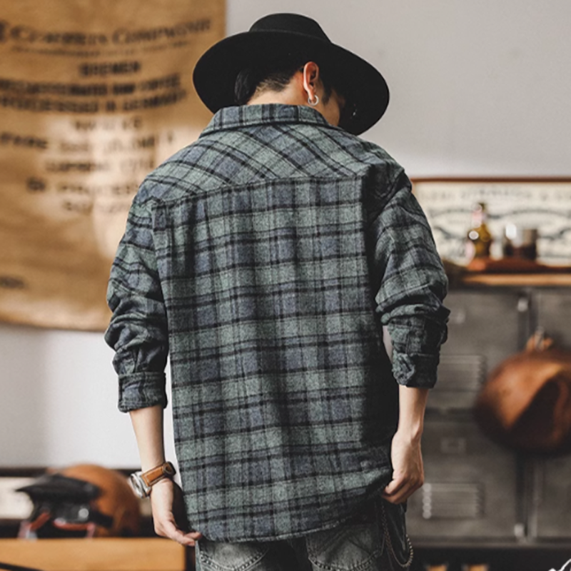 American retro flannel shirt V0115