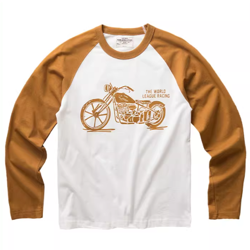 Contrast color bike long sleeve T-shirt V0165