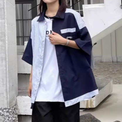 Oversized Striped Shirt V0656