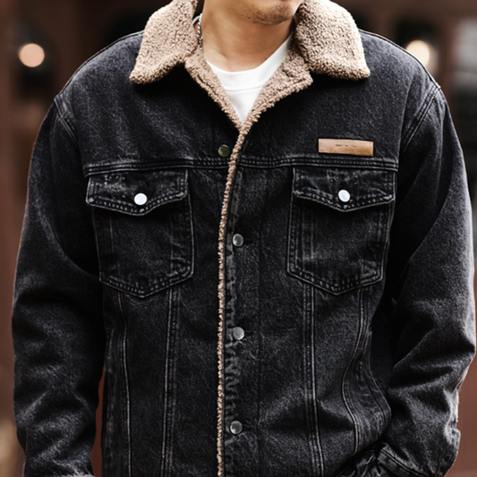 Retro Boa-Lined Denim Jacket V0821