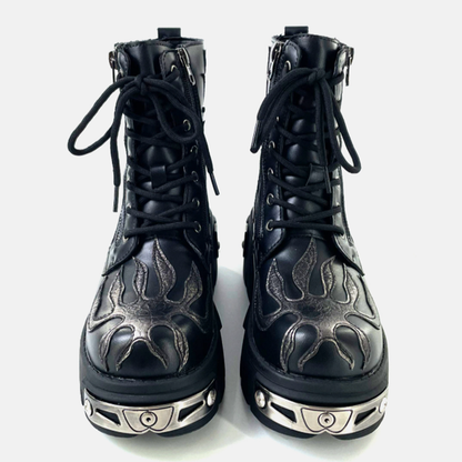 Punk Flame Biker Boots V0927