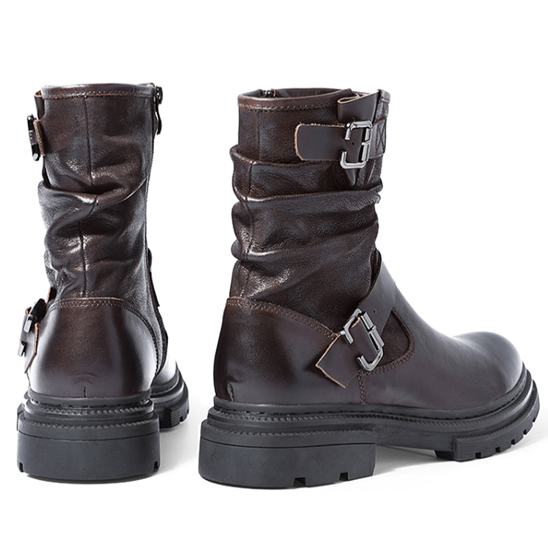 Soft Leather Biker Boots V0434