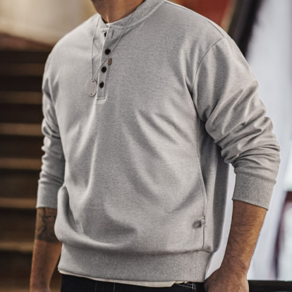 Henley neck work sweatshirt V0274