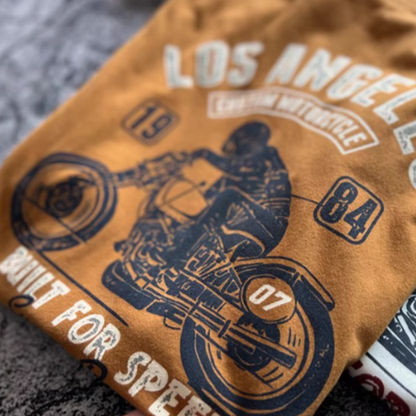 American retro bike logo T-shirt V0466