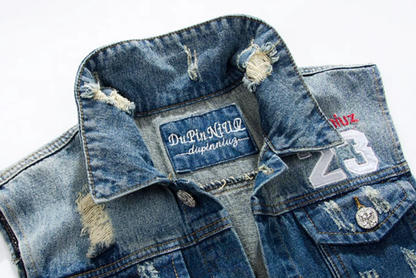 American biker denim vest V0088