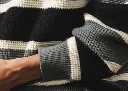 Heavyweight striped waffle knit V0344