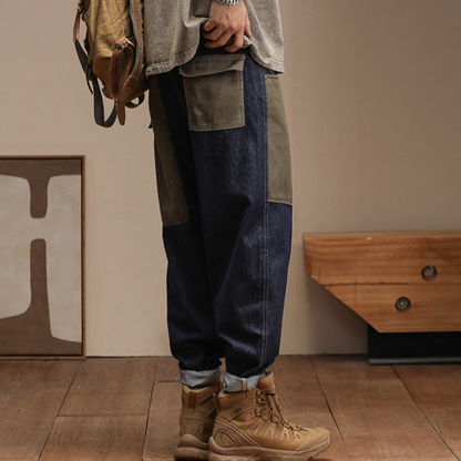Loose Spliced Work Jeans V0964