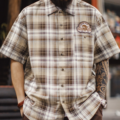 Vintage Checkered Short-Sleeve Shirt V0990