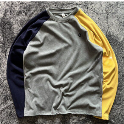 Color Clash Fleece long T-Shirt V0924