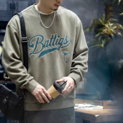 Fleece-lined retro logo sweatshirt V0203