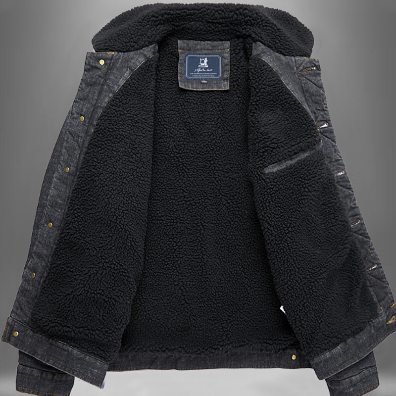 Retro denim fleece jacket V0324