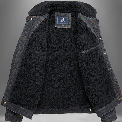 Retro denim fleece jacket V0324